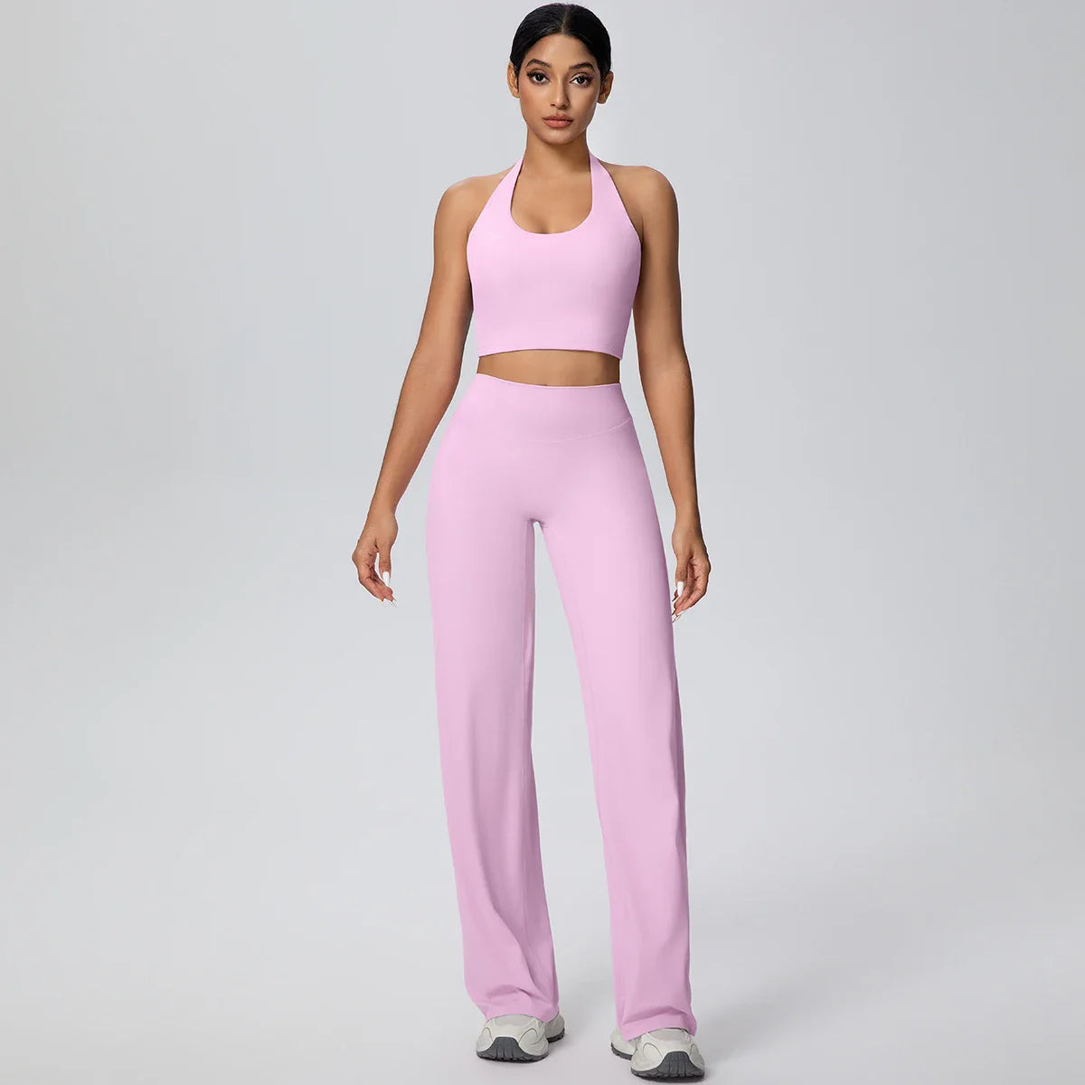 2PCS Woman Backless Hanging Neck Bra and Pants Yoga Set Summer Breathable Gym Sports Running Workout Top Hot Sales Yoga Set