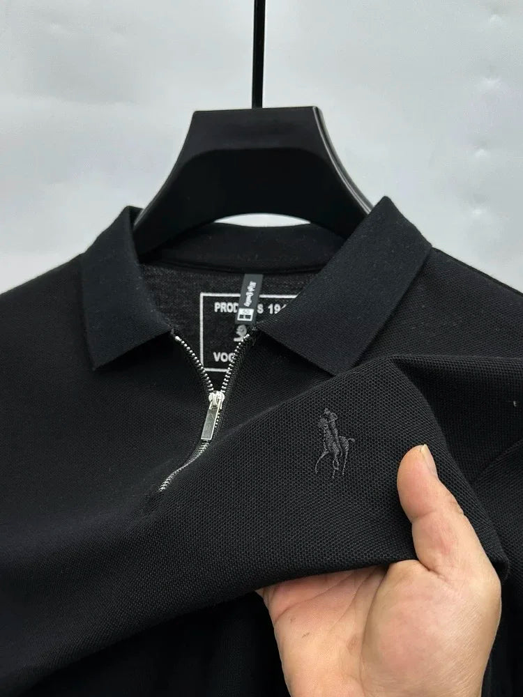 High end brand pony embroidered short sleeve polo shirt unique trend half zipper luxury Paul T-shirt designer's new men's wear