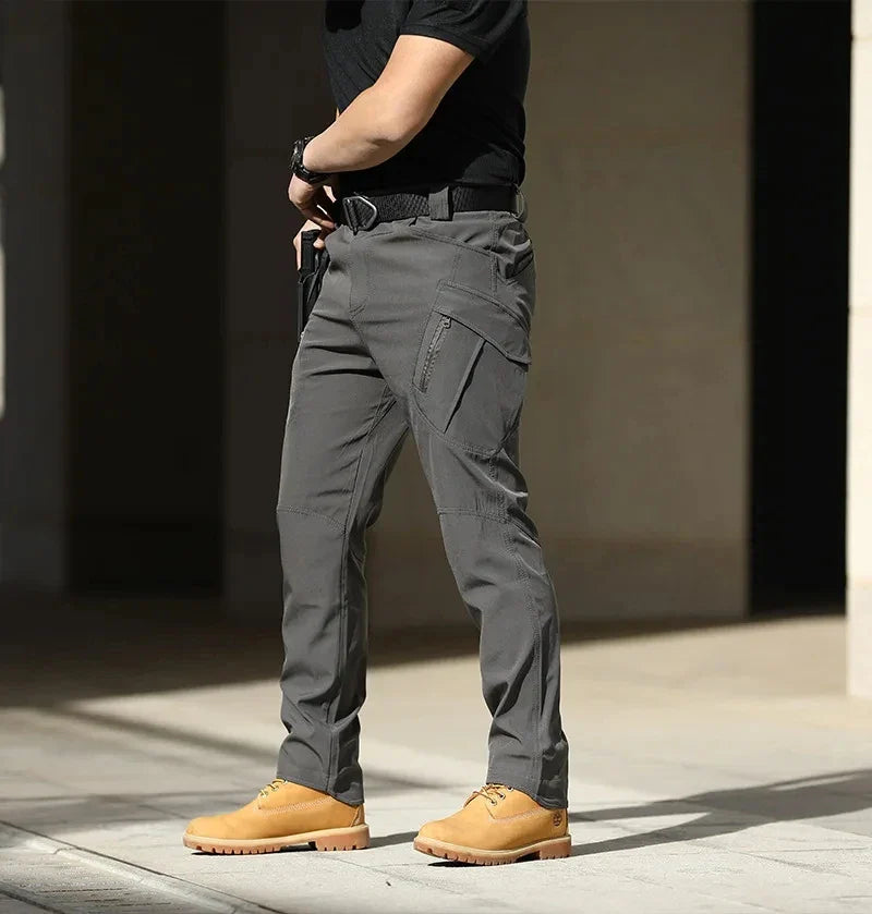 Men'S Tactical Cargo Pants - Softshell, Stretchy Fabric, Multiple Pockets, Button Fly, No Belt, All-Season Outdoor Training Pant