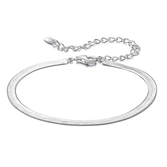 925 Sterling Silver Wide Snake Chain Bracelet Stackable Snake Printed Wrist Bracelet Pack for Women Dainty Gift