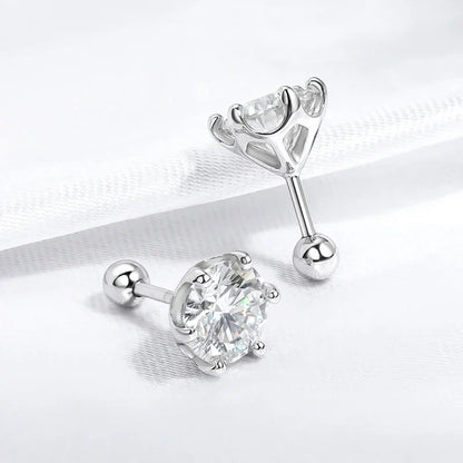 8mm D Color 2.0 Carat 100% Moissanite Stud Earrings for Women Screw Thread Ear Studs 925 Silver Jewelry Pass Diamond Test