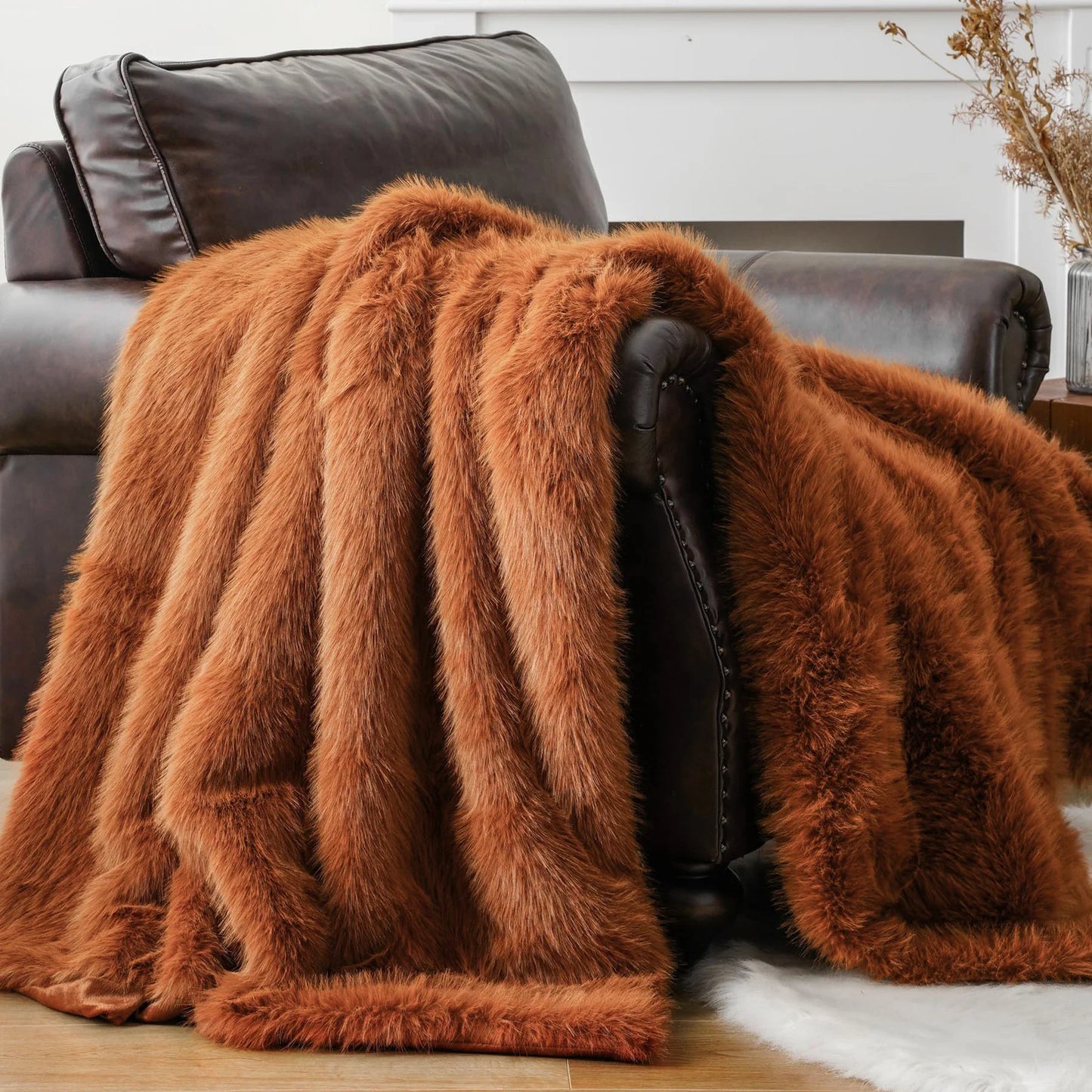 Fluffy Soft Blankets Luxury Fur blanket for Bed Sofa Mink Faux Fur Throw and Blankets Large Warm Blanket for Home Decor