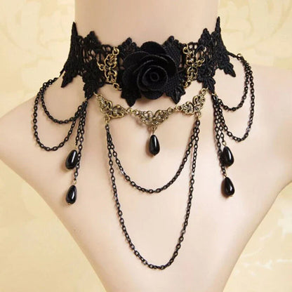 Punk Black Sexy Lace Chokers Necklace For Women Fashion Retro Clavicle Chain Halloween Collar Choker Steampunk Gifts