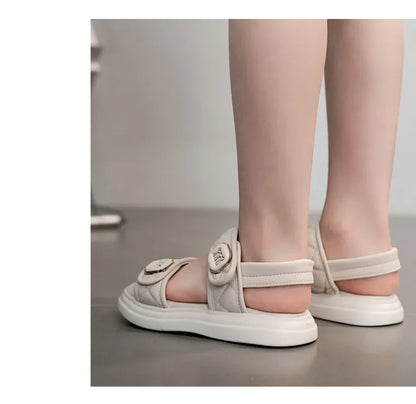 Kids Causal Sandals 2024 Thick Bottom Summer Toddler Girls Sandals Fashion Open-toe Children's School Black Sandals Versatile