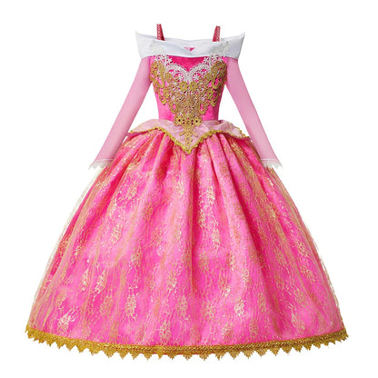 Summer Girls Sleeping Beauty Auroro Princess Halloween Cosplay Dress Off Shoulder Kids Gift Fancy Party Princess Clothing