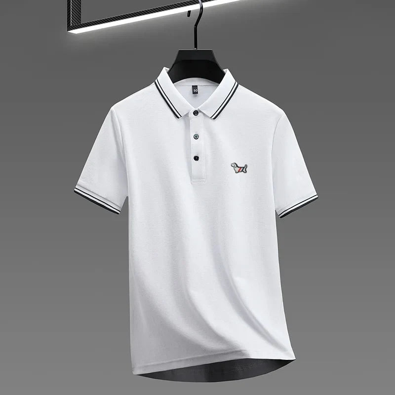 100% pure cotton summer new men's trendy shortsleeved luxury customized business casual polo shirt designer brand badge T-shirt