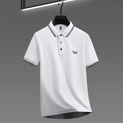 100% pure cotton summer new men's trendy shortsleeved luxury customized business casual polo shirt designer brand badge T-shirt