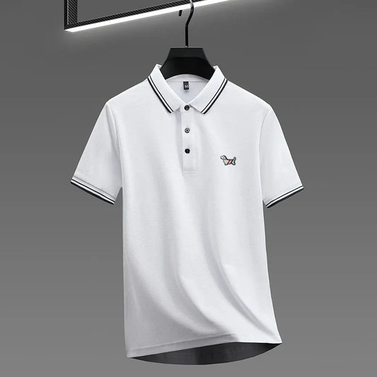 100% pure cotton summer new men's trendy shortsleeved luxury customized business casual polo shirt designer brand badge T-shirt