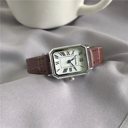 Watches Classic Casual Quartz Dial Leather Strap Band Rectangle Clock Fashionable Wrist Watches for Women