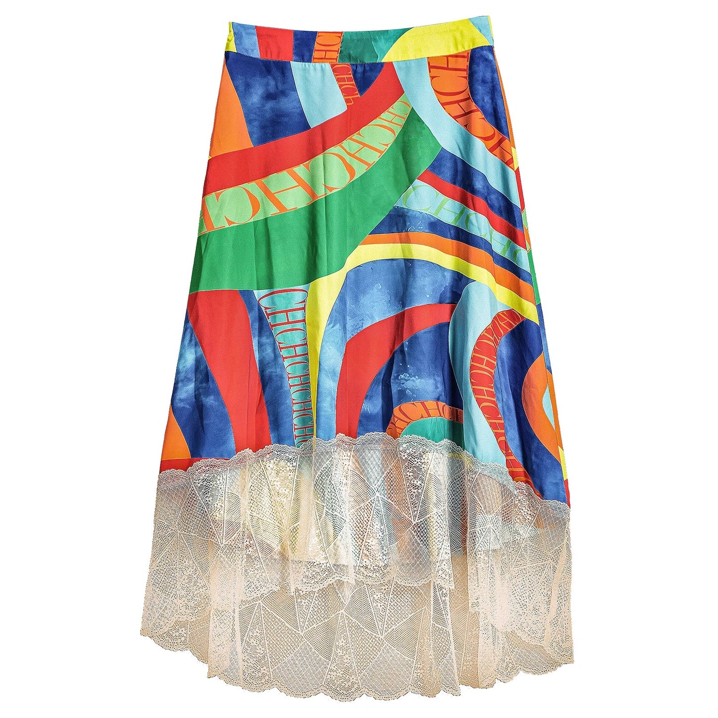 2024 Summer New Print Retro Midi Half Skirt Women's Elegant Lace Lower Half Colored Printed Half Skirt