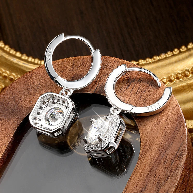 D Color Moissanite Earring 925 Sterling Sliver Plated with White Gold Earring for Women Wedding Engagement Fine Jewelry