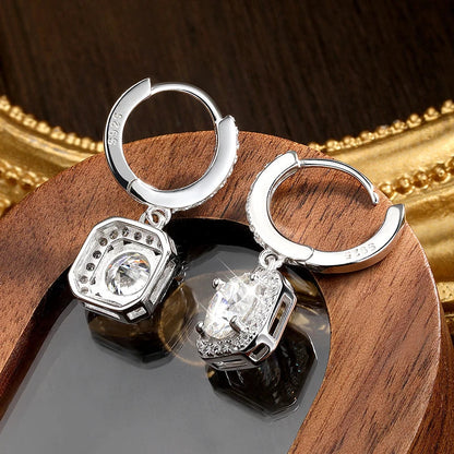 D Color Moissanite Earring 925 Sterling Sliver Plated with White Gold Earring for Women Wedding Engagement Fine Jewelry
