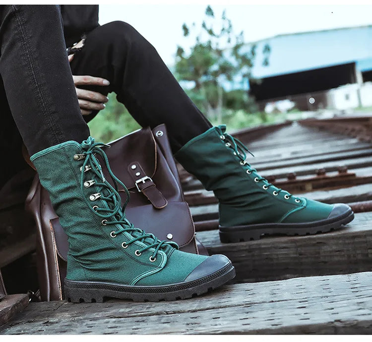 Men Boots Outdoor Fashion Men's Casual Shoes Canvas High Top Shoes Ankle Boots Black High Top Boots
