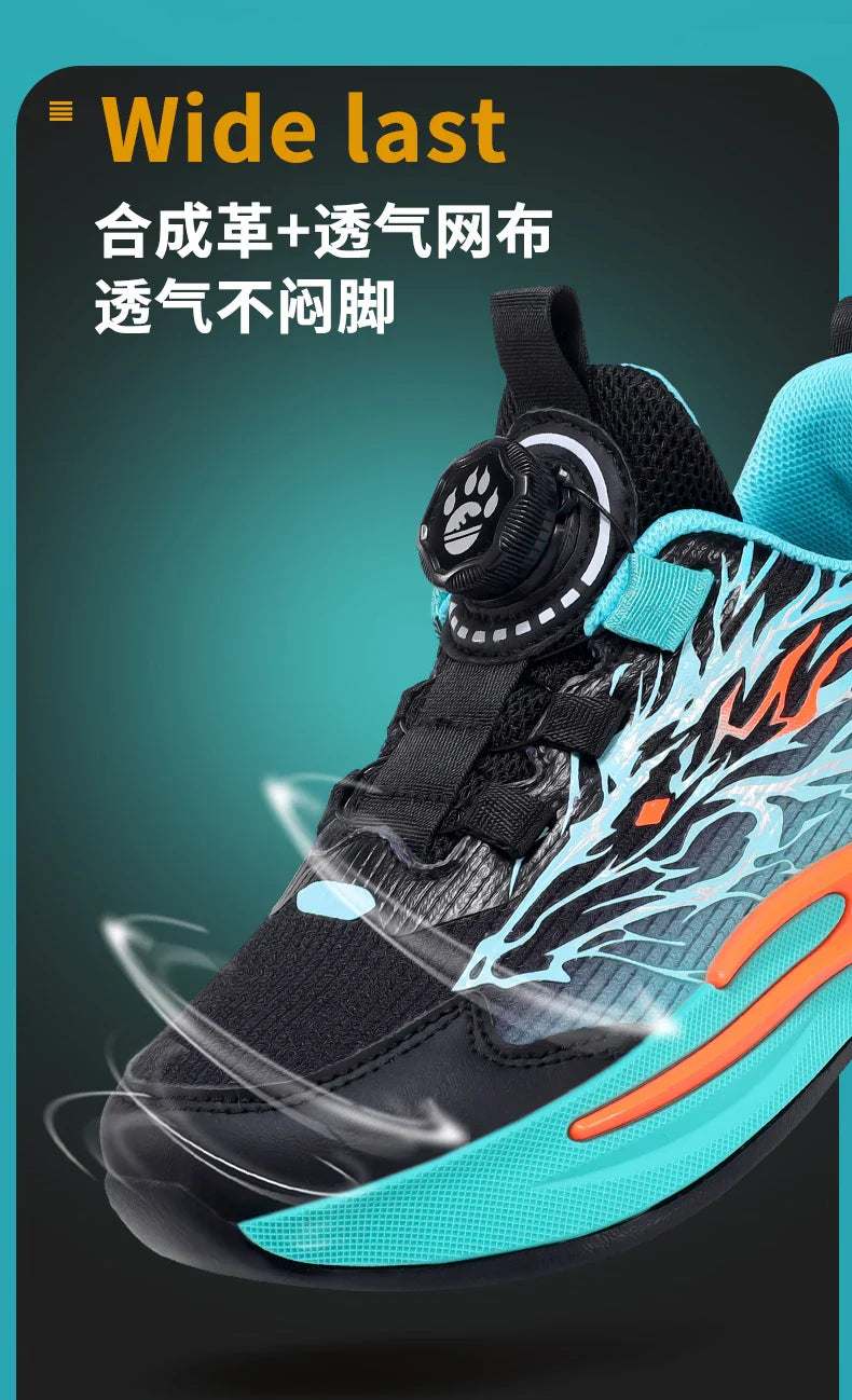 New Anti-skid Leather Kids Sneakers for Boys Running Walking Lightweight Casual Shoes With Fashion Dragon Pattern Size 31-38