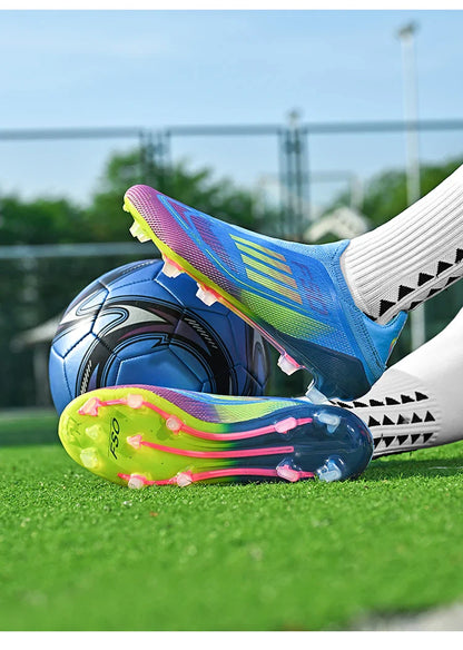 NEW Without-lace F50+ Mens Soccer Shoes Boys Training Non-Slip Turf Soccer Cleats TF/FG Football Sneakers Chuteira Campo 35-45
