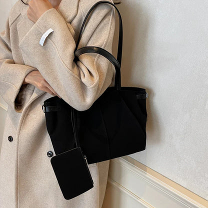 Suede Shoulder Bags for Women Large Suede Totes Lightweight Underarm Bag Casual Shopper Handbag Solid Color Travel Bucket Bags