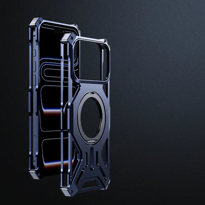 Metal Hollow Heat Dissipation Case For iPhone 17 Pro Max Magnetic Aluminum Alloy 360 Rotating Ring Holder Bracket Stand Cover