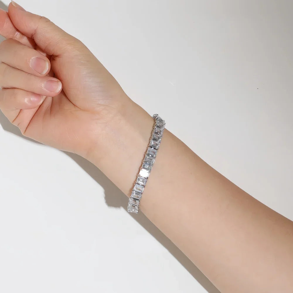 5*7mm 1ct Emerald Cut Moissanite Bracelets For Women Man S925 Silver Lab Diamond Bracelet Wedding Party Fine Jewelry