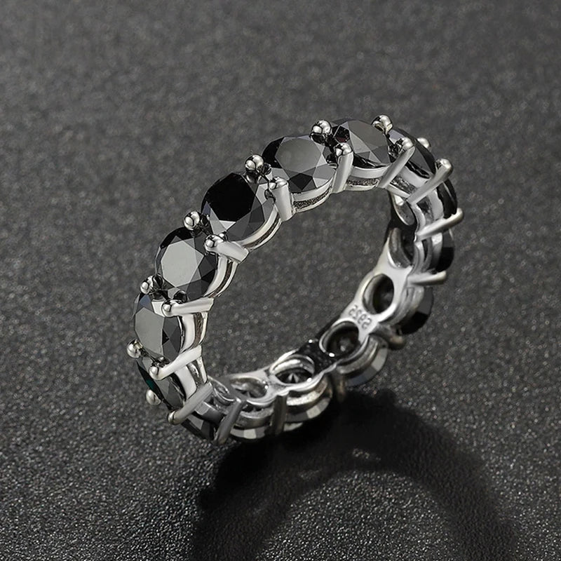 5mm Full Moissanite Ring for Woman Wedding 925 Sterling Silver Rings Lab Diamond Engagement Eternal Band Fine Jewelry