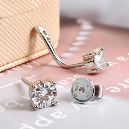 2 in 1 Pear Marquise Cut Moissanite Stud Earrings for Women S925 Silver Full Lab Diamond Dainty Pierced Ear Fine Jewelry