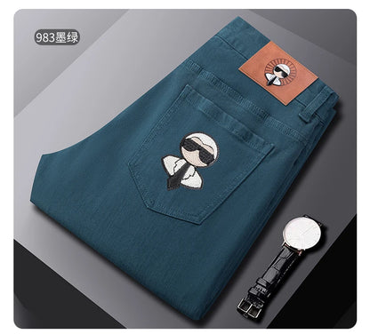 Fashion Men Jeans Stretch Straight Leg Casual Slim Fit Denim Pants Male Brand Luxury Design Business Classic Trousers