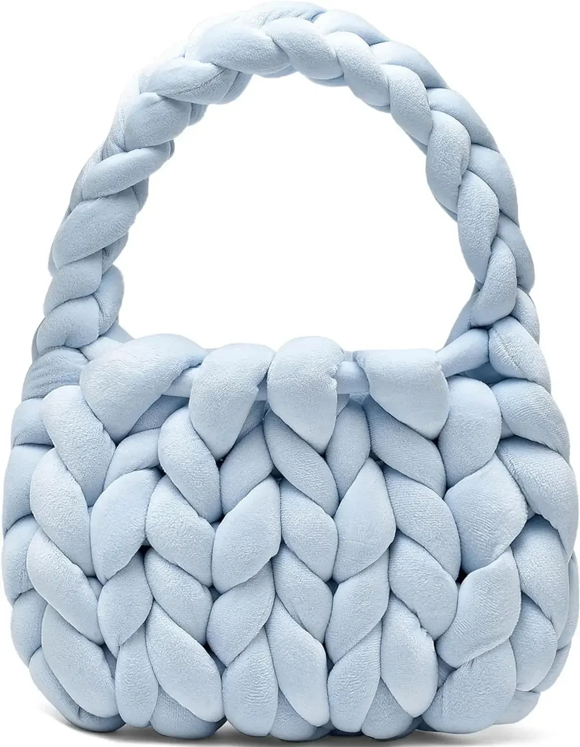Velvet Bag DIY Hand Woven Bag Crystal Velvet Core Spun Yarn Woven Bag Hand-held Mailman Bag Velvet Handbag New