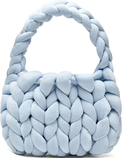 Velvet Bag DIY Hand Woven Bag Crystal Velvet Core Spun Yarn Woven Bag Hand-held Mailman Bag Velvet Handbag New