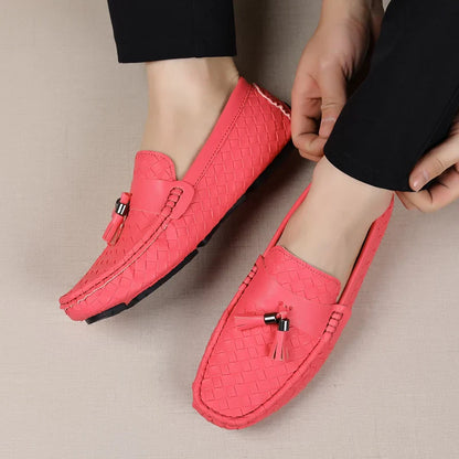 White Loafers Men Handmade PU Leather Loafers Shoes Slip on Casual Driving Flats Comfortable Moccasins Size 48 Men Shoes