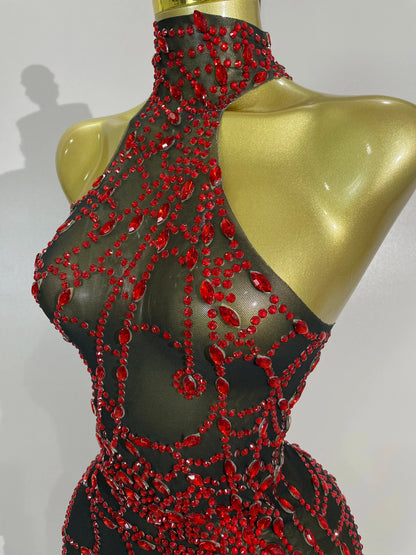 Sparkly Diamond Sexy Mesh Asymmetric Bodycon Mini Dress Women Nightclub Bar Party Show Gogo Dancer Clothing Stage Costume