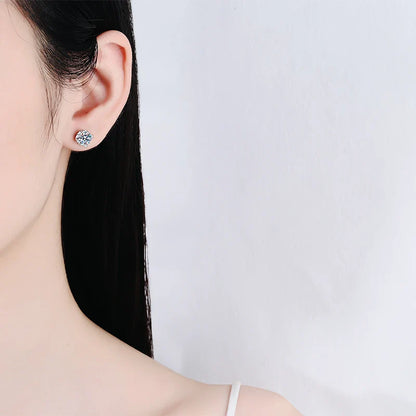 0.5-2CT Certified Real Moissanite Stud Earrings for Women Sparkling Luxury Wedding Party Jewelry Sterling Silver 925 GRA