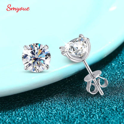 Each 0.2-2CT Certified Moissanite Stud Earrings for Women 4 Claw Sparkling Wedding Party Jewelry Sterling Silver S925