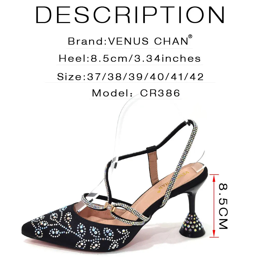 2025 Summer New Design Specials Italian Women Shoes and Bag Set Wine Color Comfortable High Heels With Rhinestone