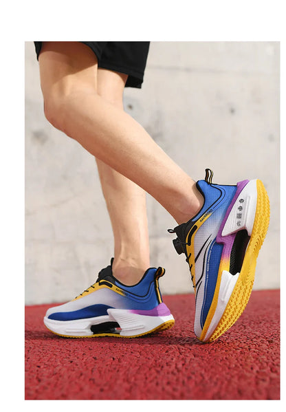 Family carbon plate running shoes for Boys Big Boys Student rotating button Technology TPU+ Popcorn high pop sneakers for girls
