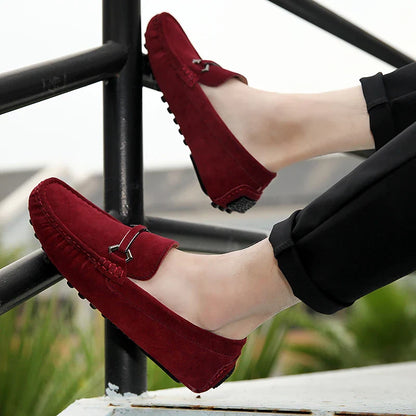 Genuine Leather Men Casual Shoes High Quality Suede Slip on Man Loafers Flats Soft Non Slip Mens Driving Shoes Size 38-46