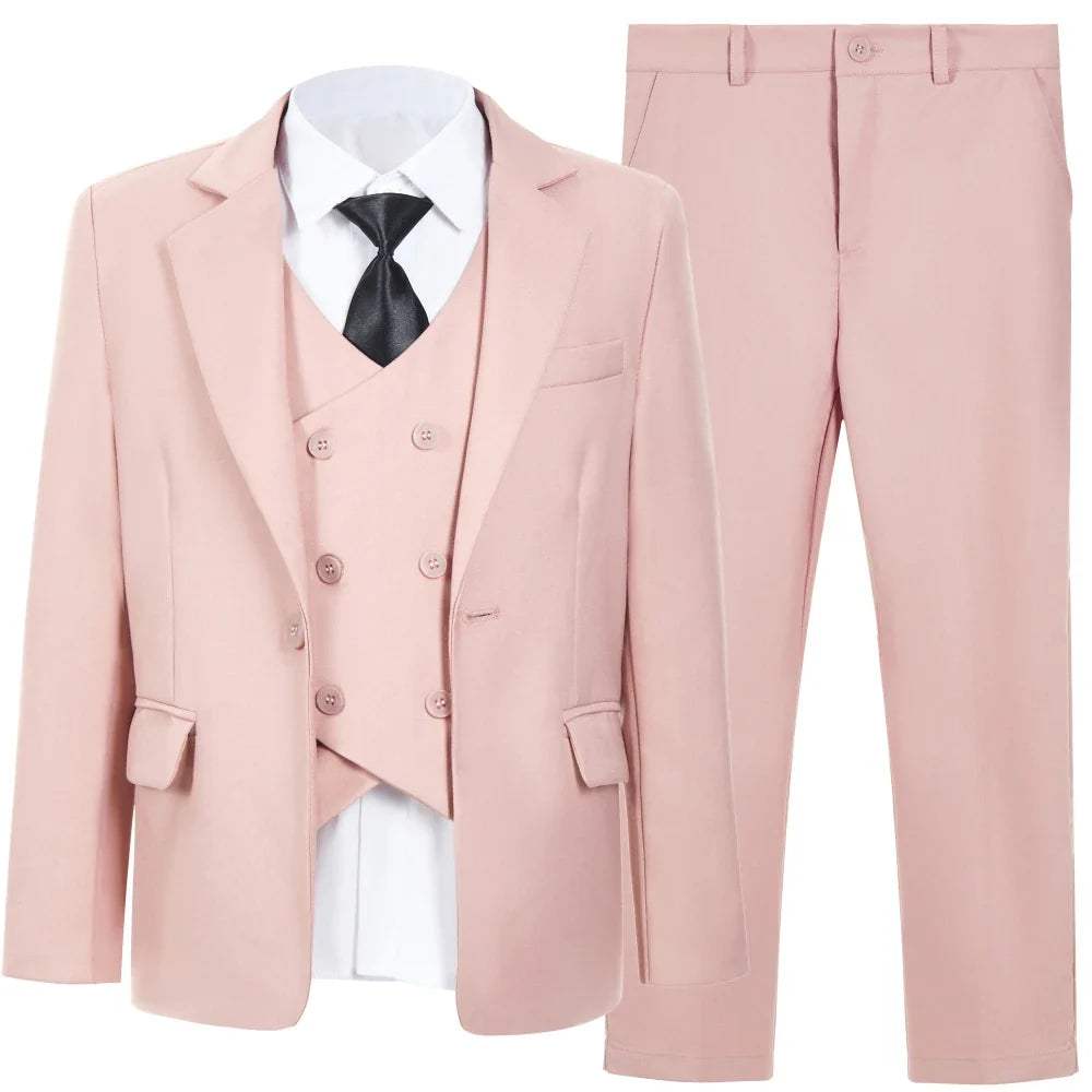 Multi-colors Boys Formal Suit Set 4 Pieces 3-14T Fast Delivery Kids Slim Fit Suits Wedding Ring Bearer Outfit Handsome Tuxedo