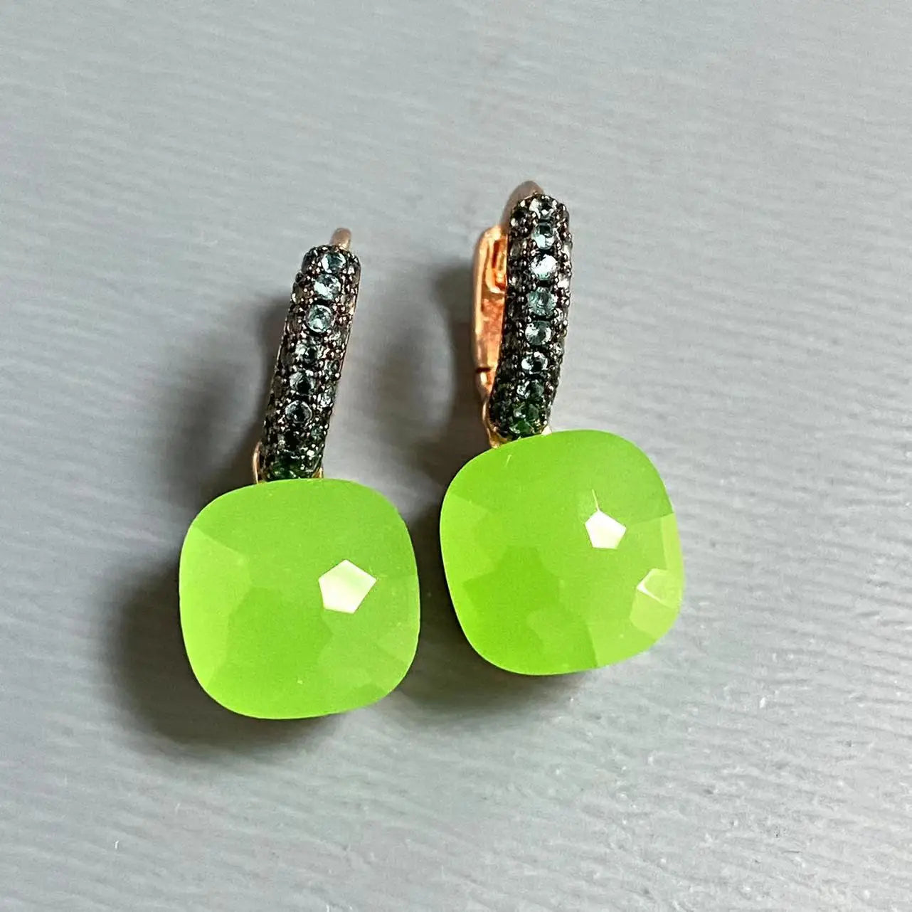 Classic Nudo Earrings Inlay Blue Topaz Zircon With Black Gun Plated Brown Crystal Earrings Fashion Jewelry Gift For Women