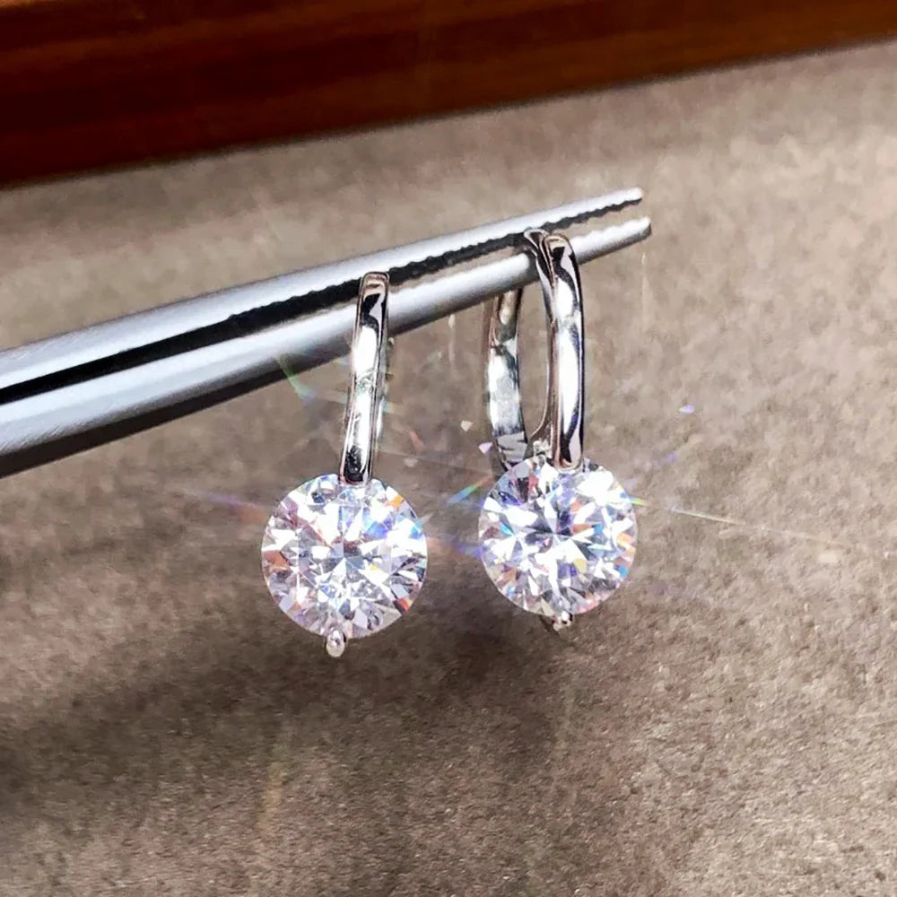 GRA Cerfied 2carat Moissanite Hoop Earrings for Women 925 Sterling Silver 8mm Sparkling Lab Diamond Huggies Earring Fine Jewelry