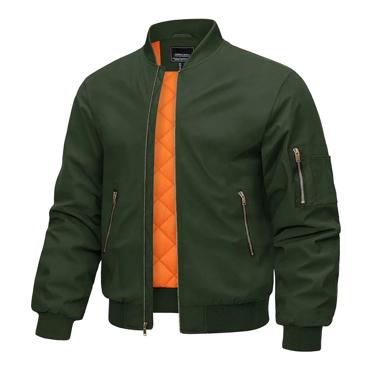Bomber Jacket Men Warm Zip Up Winter Padded Coat Casual Baseball Jackets Pilot Windbreaker Varsity Jackets