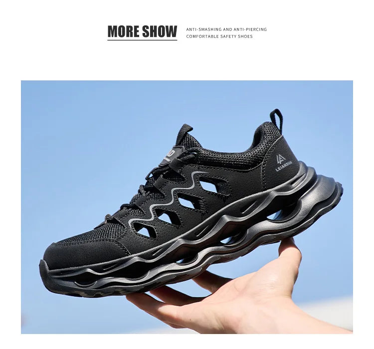Men's Summer Breathable Safety Shoes Anti-smash Puncture-Proof Work Sneakers Fashion Footwear Comfortable Work Boots