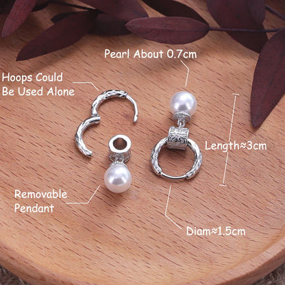 New 925 Sterling Silver Hoop Earrings Pearl Droplet Irregular Vintage Punk For Women Girl Gift Jewelry Dropshipping Wholesale