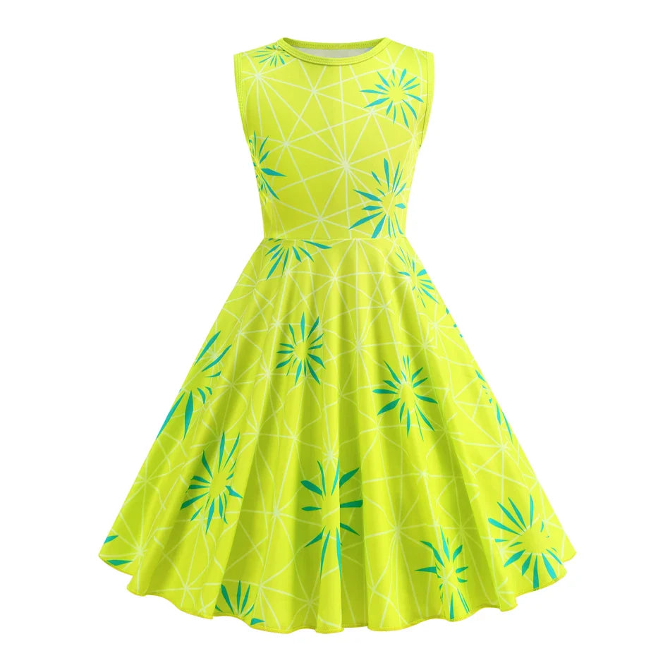 Inside Out Sadness Dress Girls Halloween Joy Cosplay Costume Children Cartoon Movie Role Play Print Frock Kid Fantasy Party Gown