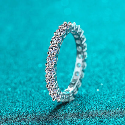 3mm Moissanite Wedding Ring for Women Created Diamond  Full Eternity Stackable Engagement Promise Band S925 Silver Rings