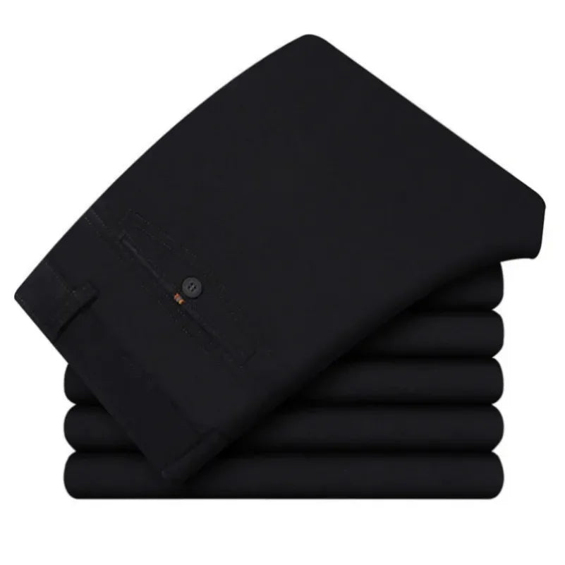Men's Summer Thin Casual Suit Pants Autumn Thick 100% Cotton Stretch Classic Business Fashion Trousers Male Brand Clothes GOZBKF