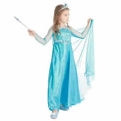 2026 Frozen Elsa Snow Queen Princess Dress Up Girls Fancy Costume Kids Role-play Carnival Children Birthday Party Dresses