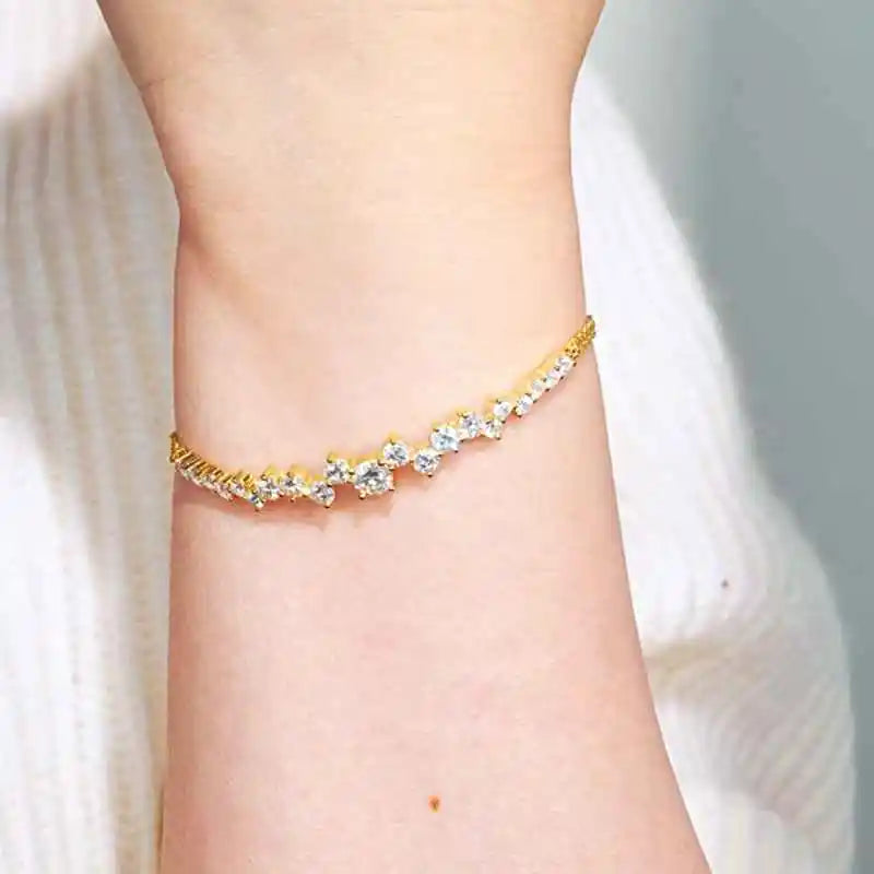 5mm&3.5mm&2.5mm Moissanite Bracelet 925 Certified Original Silver Adjustable Chain Bracelets for Women Minimalist Jewelry