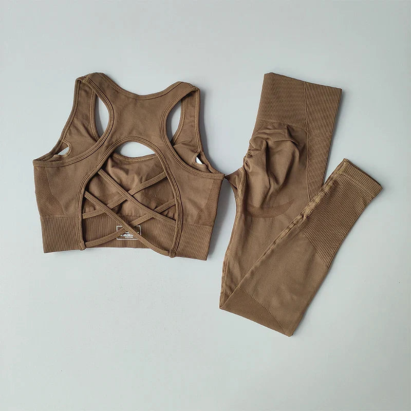 Women's Workout Set 2 Piece, High Impact Sports Bra and High Waist Leggings, Quick Dry Fitness Yoga Suit