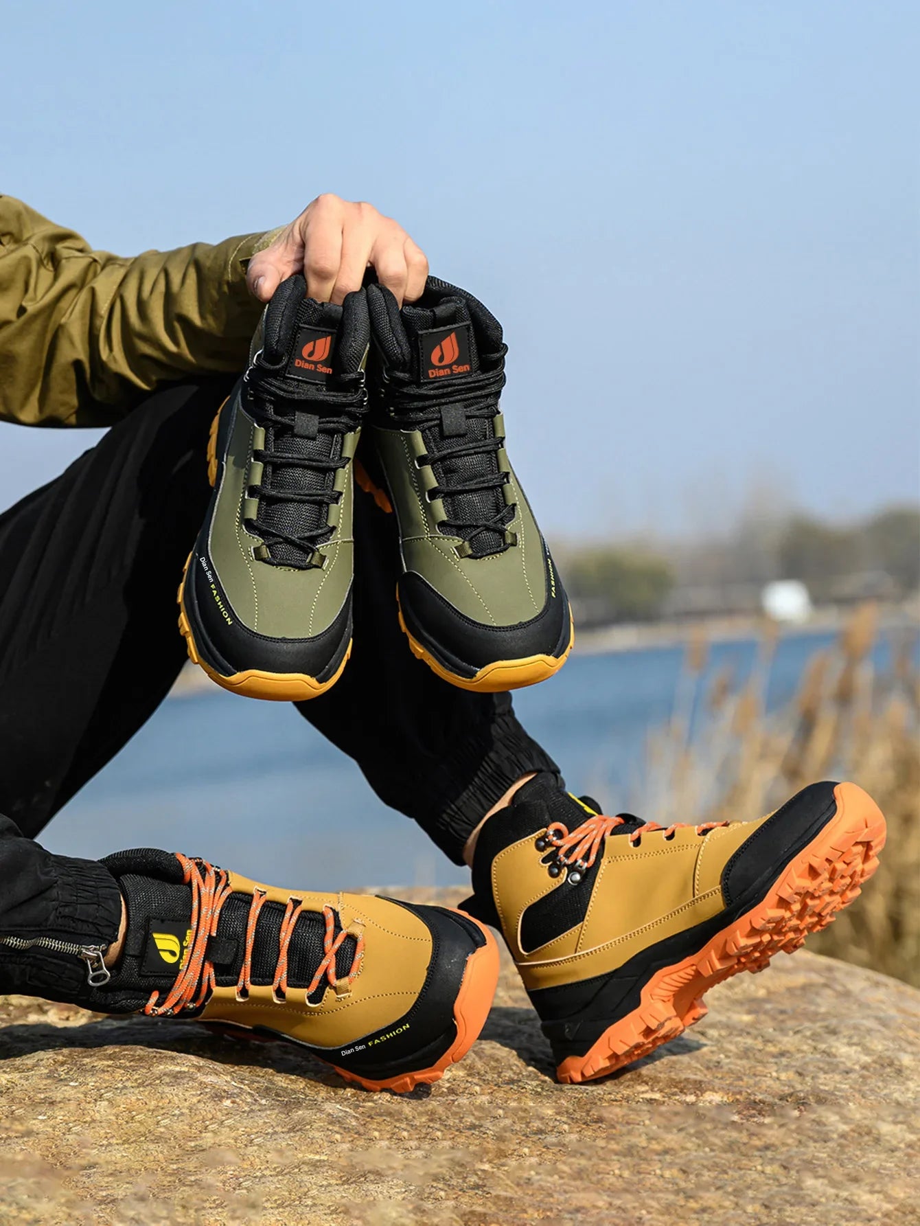 Men Work Boots Puncture-Proof Waterproof Work Shoes Steel Toe Safety Boots Industrial Indestructible Boots Side Leather Shoes