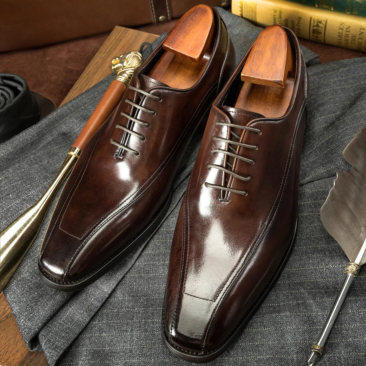 Italian Mens Calf Leather Oxfords Dress Business Shoes - 2025 New Arrival Popular Office Formal Shoes for Parties And Weddings