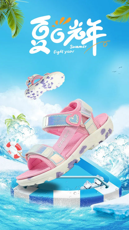 Girls' LED Sandals Children's Toddler Sports Beach Blue Pink Girls' Soft Shining Shoes Outdoor Soft Anti-Slip Princess LED Shoe