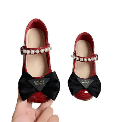 Girls Summer Fashion Princess Shoes Children Pearl Bow Tie Party Shoes Buckle Strap Velcro Sandals Mary Jane Breathable Sandals
